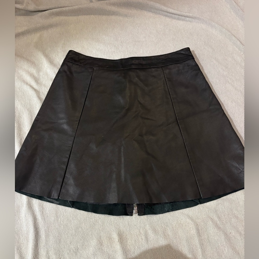 All Saints Black Leather Mini Skirt size 6.